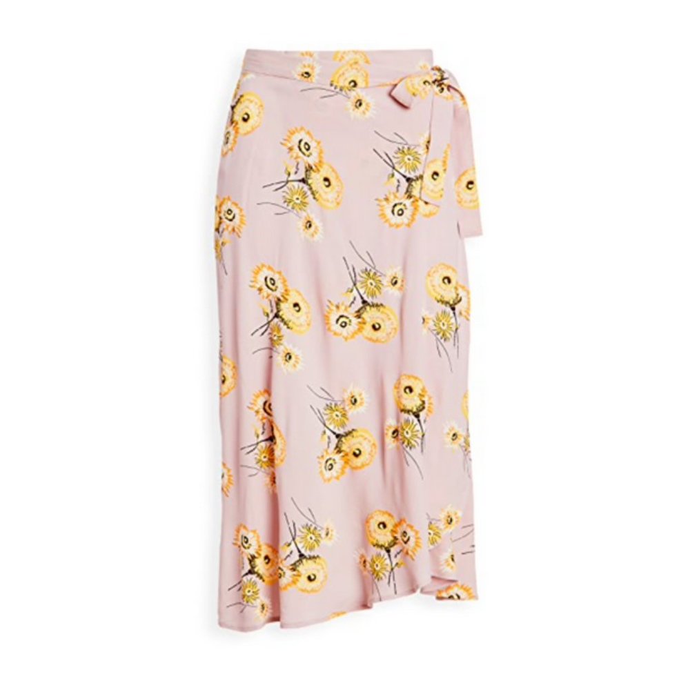 MADEWELL WISTERIA DOVE DUTCH DANDELIONS WRAP MIDI SKIRT
